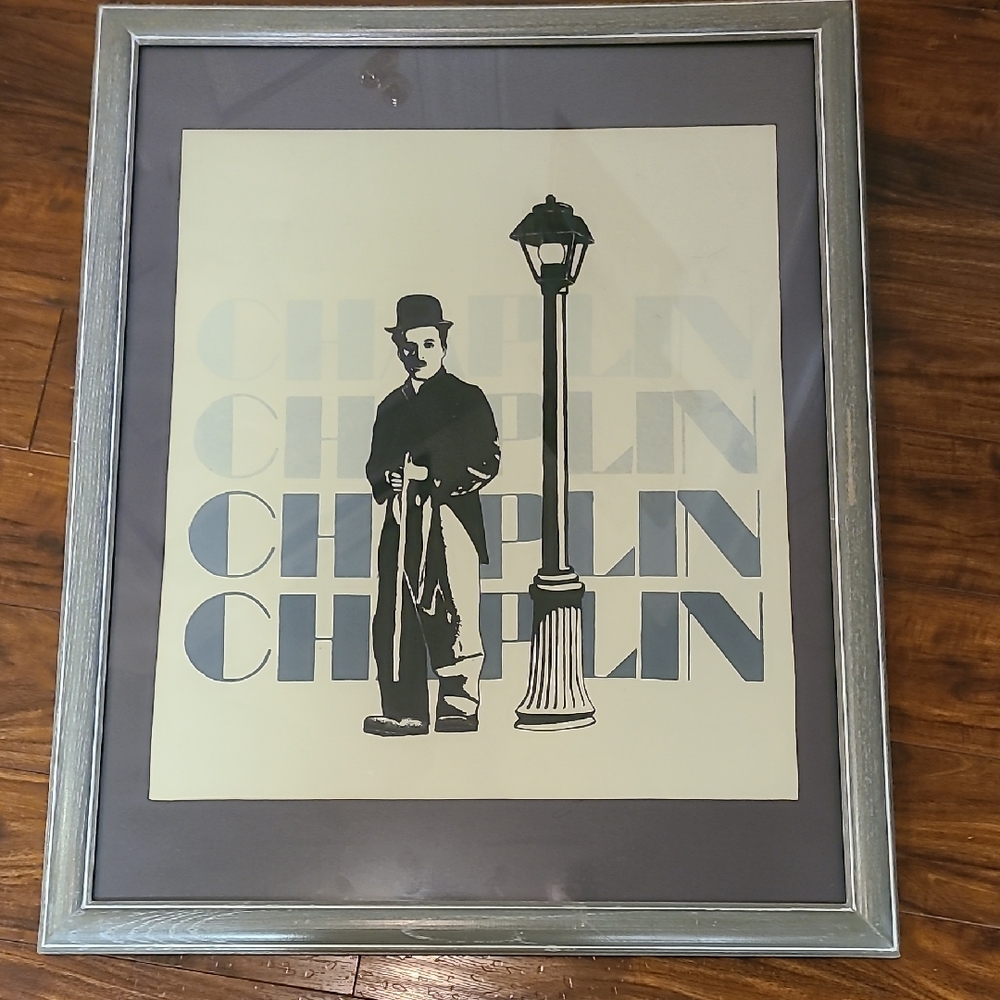Charlie Chaplin Art Piece in Black and Gray